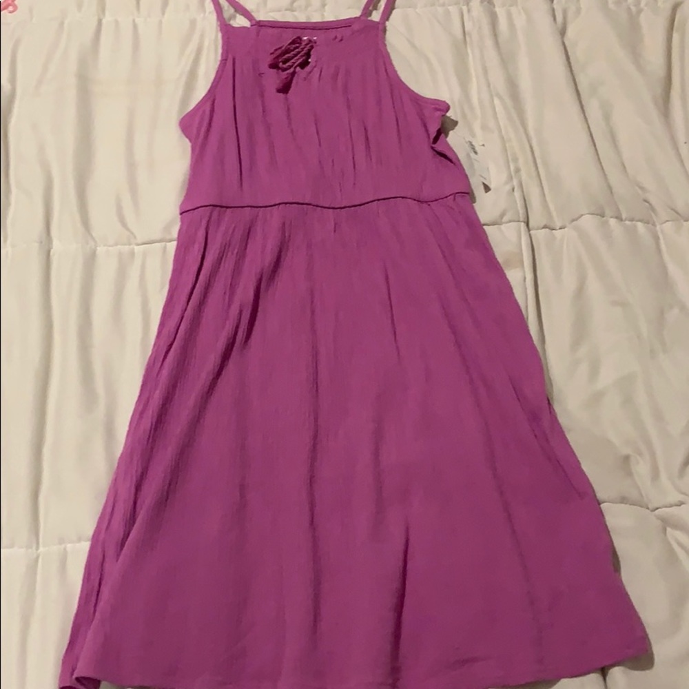 Bright purple or navy dress